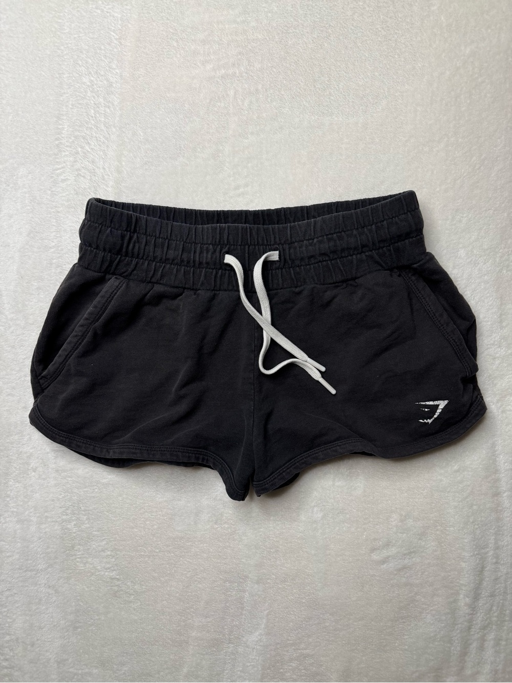 Gymshark Black Women's Drawstring Athletic Shorts 100% Cotton Sz S